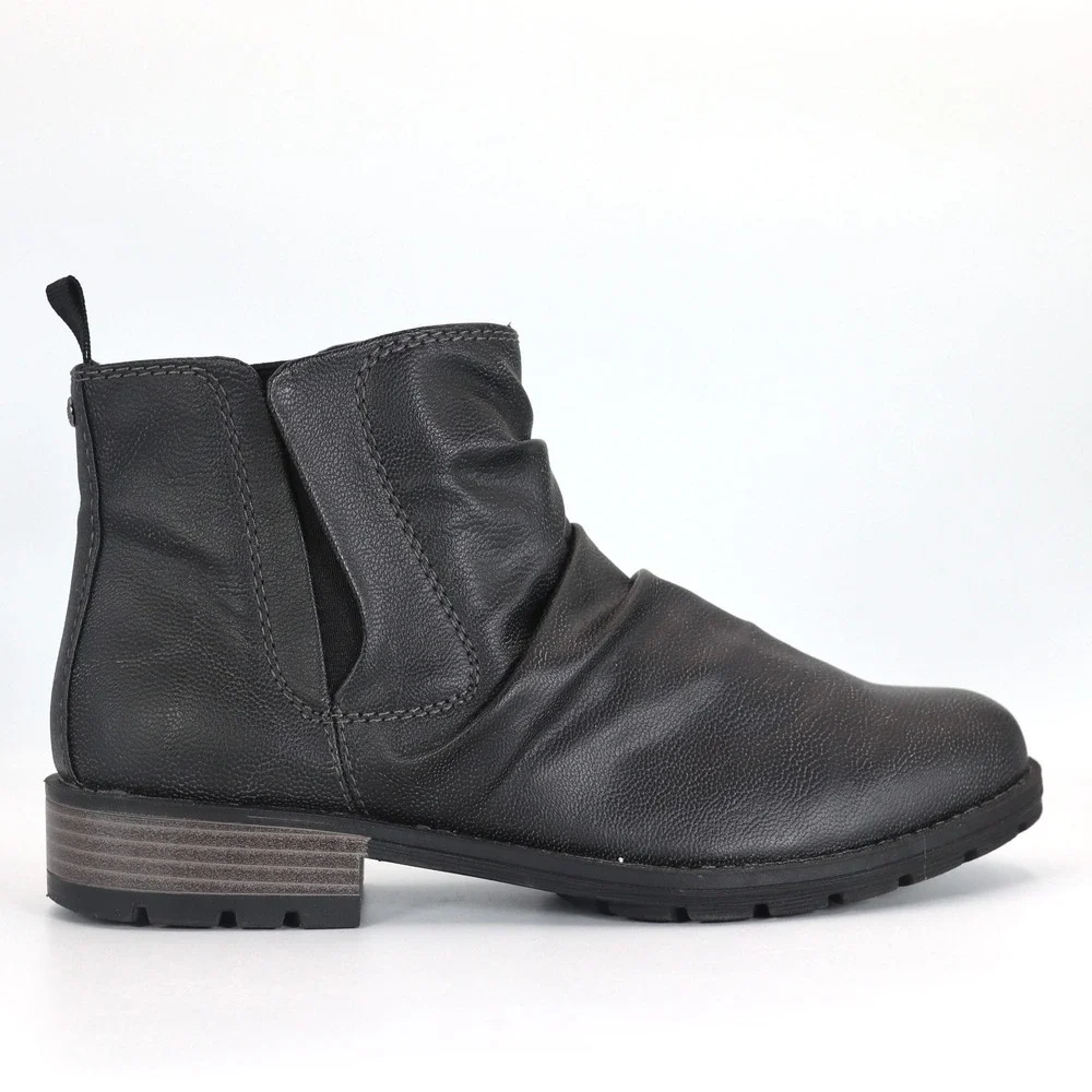 Sporto Misty Ankle Boots Womens 8.5M Black Ruched Faux Fur Lined Casual Booties